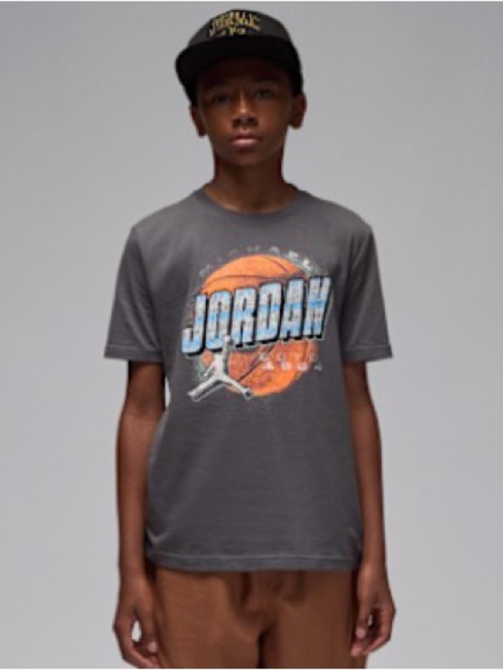 Jordan | (S 8-10) Big Kids Gray Distressed Jordan T-shirt
